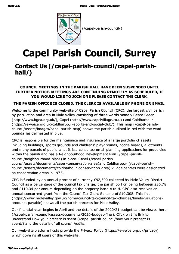 Parish Council Web Site Construction
